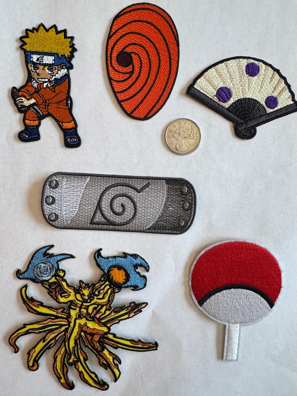 Naruto Anime Embroidered Patch Set - Orange, Red, Yellow, Gray